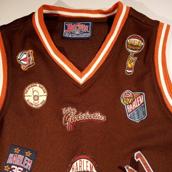 HARLEM GLOBETROTTERS Jersey  Youth M (12-14)  Platinum FUBU  Decals  Brown  GUC - Picture 2 of 12